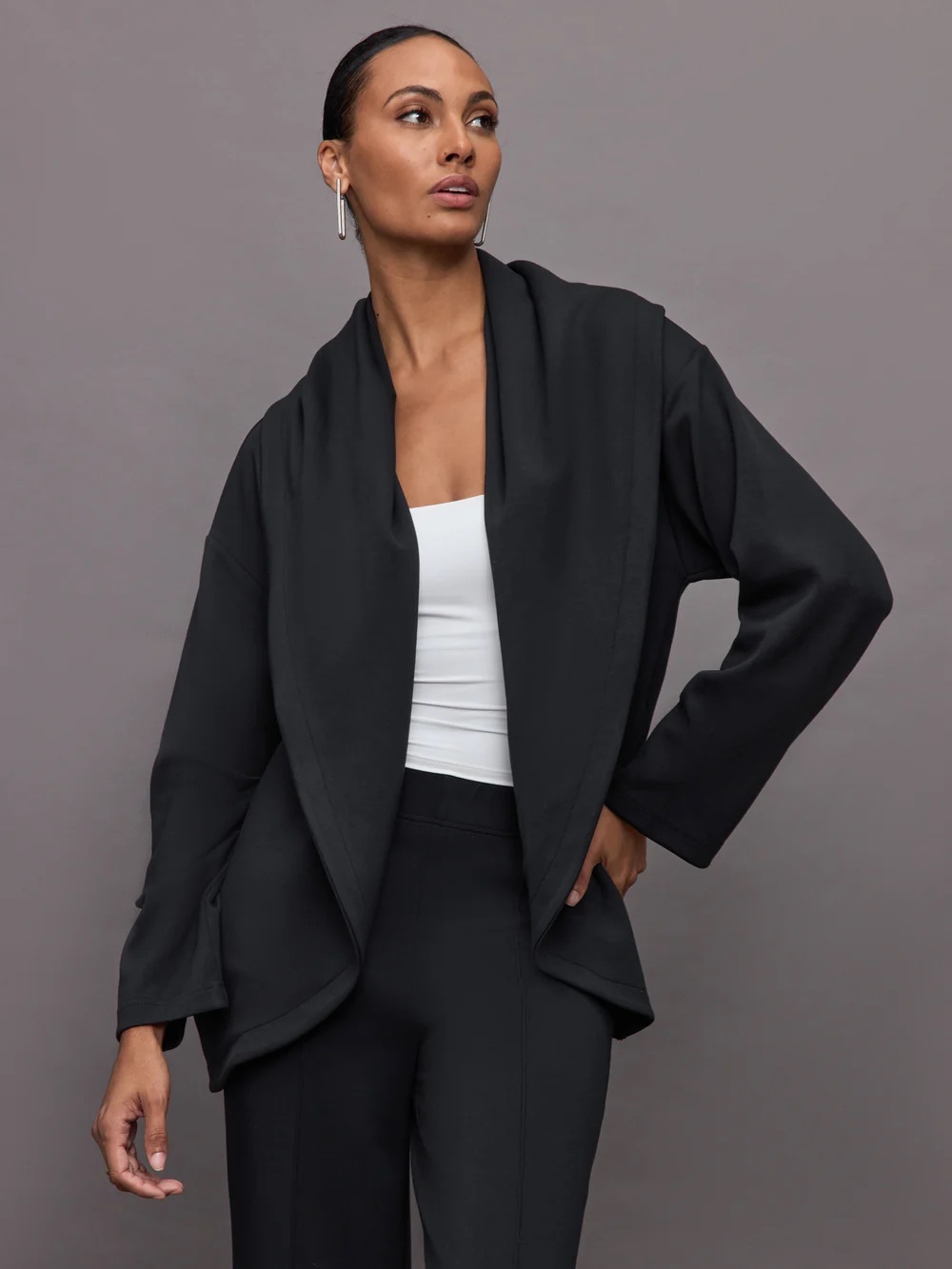 Carbon38 Knit Cocoon Cardigan in Interlock NWT beautiful soft black wrap